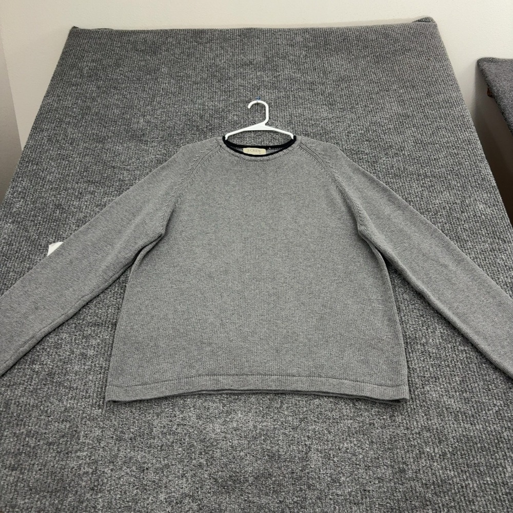 J Crew Sweater Mens XL Grey Cotton Raglan Crewneck Classic Minimalist